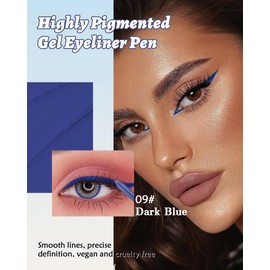 Waterline Gel Eyeliner Pencil, dark blue Waterproof Smudge-Proof Long Lasting Eye Liner pencil with Sharpener, Hypoallergenic Creamy Smooth Eyeliner Pencils, High-Pigment Creamy Matte Formula-09