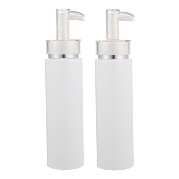 Frcolor Pump Bottle, 6.8 fl oz (200 ml), Small Divided Bottle, Shampoo Bottle, PET Refill, Drop Pump Bottle, Large Capacity, Pack of 2, white