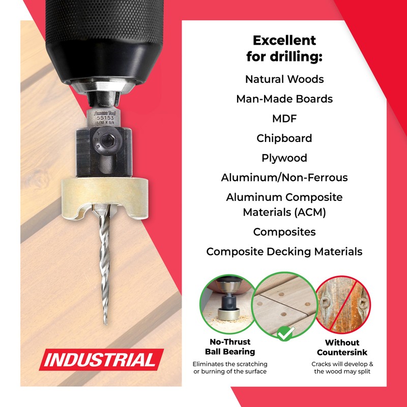 Amana Tool 82 Degree Countersink with Tapered Drill Bit and