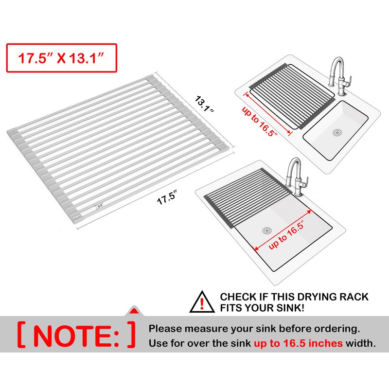 Surpahs 17.5 x 13.1 Inch Roll-Up Dish Drying Rack, Fits