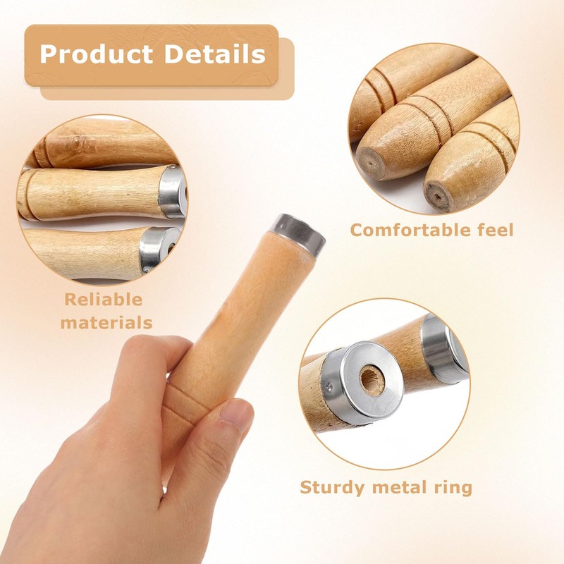 Pack of 12 File Handles, Wooden Handle, File Handle, Wood