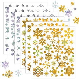 ZEYIYER 6Sheets Snowflake Stickers, Christmas Snow Flake Stickers for Craft