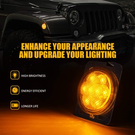 Xprite LED Turn Signal & Side Marker Lights Kits, Led Lights Compatible with 2007-2018 Jeep Wrangler JK & Wrangler Unlimited - Clear Lens