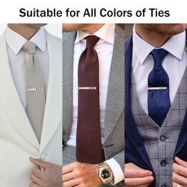 TAIGRAMA Silver Tie Clip, 2.2 Inch Tie Clips for Men for Regular Ties and Skinny Ties, Unique Mens Tie Bar and Tie Clip Tie Clasp Silver Suitable for Wedding Anniversary Business Professional and Best Gifts