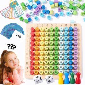 TDVCVZSD Tabla de multiplicar matemática, Bandeja Aprendizaje multiplicación arcoíris, 10 x 10 con 100 Cilindros numéricos, Divertidos Juguetes matemáticas para Contar para niños Mayores 3 años