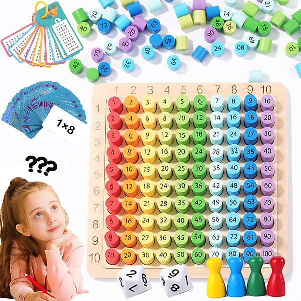 TDVCVZSD Tabla de multiplicar matemática, Bandeja Aprendizaje multiplicación arcoíris, 10