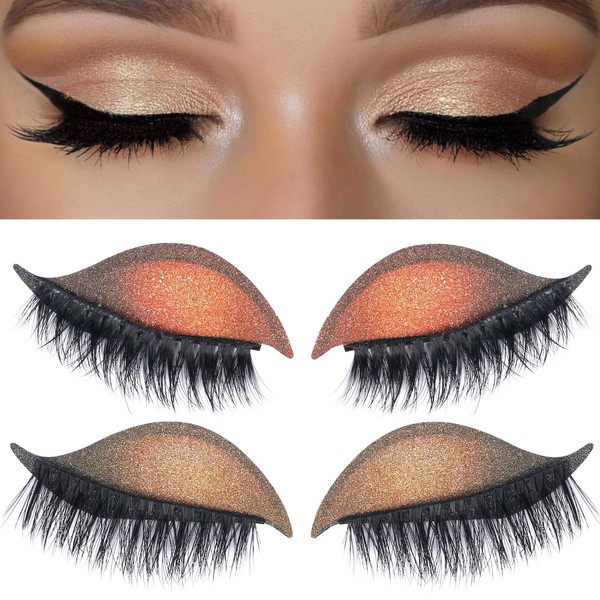 LALASTYLE 2 Pairs Lazy Eye Shadow Eyelash Patch, Colorful Eyeshadow