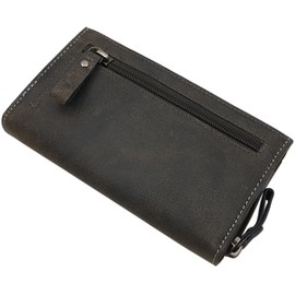 Large Buffalo Full Leather Women's Wallet / Purse / Purse / Purse with Skull Motif with RFID & NFC Protection in 3 Colours, gray