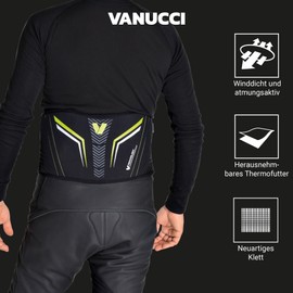 Vanucci 2-in-1 Kidney Belt Motorcycle Men & Women, Windproof & Breathable Motorcycle Kidney Belt, Removable Thermal Lining, with Double Velcro Fastening, Size S-XXL