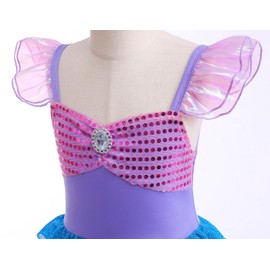 Huutiomys Little Girl Luxury Mermaid Costume Princess Dress for Girls with Accessories (Blue, 4-5 Years)