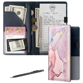 BVYA Server Book for Waitress, 5x9 Inch Server Book with Zipper Pocket, Unique Printed Leather Server Wallet Organizer Fit Waitress Apron, with A Pen