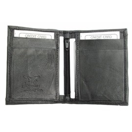 Dangerous Threads Mens Black Leather Lamb Mini Bifold Wallet #779