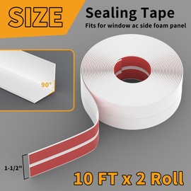 LBG Products Weather Sealing Tape 20 Ft, Self-Adhesive Seal Strip for Window Air Conditioner Side Panels, Strong Adhesion Window AC Insulation Tape, Seal The Gaps, Draft Blocker (White)