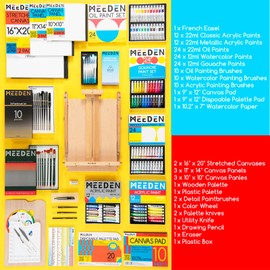 MEEDEN 149PCS Art Supplies with French Easel, All-in-one Painting Set for Artists Beginners