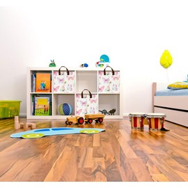 HKEC Rectangle Pink Butterfly Storage Basket with Handles, Collapsible Kids Toys Bin, Cute Baby Storage Basket,Books Box,Gift Basket(Pink Butterfly)