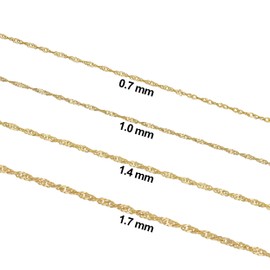 Kooljewelry 14k Yellow Gold Singapore Chain Necklace (1.4 mm, 14 inch)