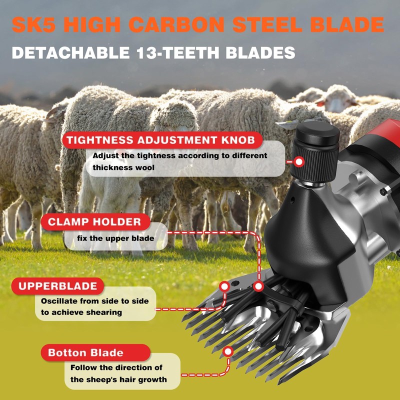 Vkdemer Electric Sheep Shears,600W Upgraded Professional Sheep Clippers,6 Speed Heavy