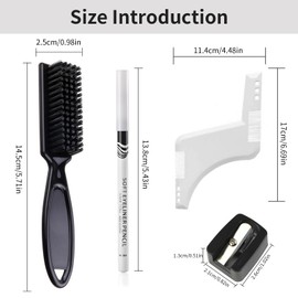 8 Pieces White Barber Pencil Set for Hairline Edge Tracing, Beard Shaping & Beard Outliner – 6 Barber Pencils with Built-in Sharpener, Brush & Ruler for Precise Beard and Hairline Styling