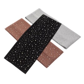 TOVINANNA 3pcs Women's Wide Turban Headband Elastic Rhinestone Bead Hair Accessories for Yoga Running and Fitness Comfortable and Breathable Sweat Absorbent Design