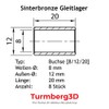Turmberg3D - 8x Sintered Bronze Plain Bearings 8/12/20 mm Cylinder