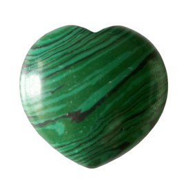 Manekieko Manekieko Synthetic Malachite Palm Worry Carved Heart Love Stone,40mm Crystals and Healing Stones