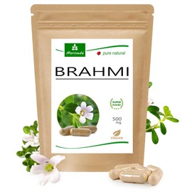 MoriVeda® Brahmi Capsules, 2 Month Pack, Memory Plants Powder with 500 mg Capsule Weight, Vegan and No Additives, 120 Pieces
