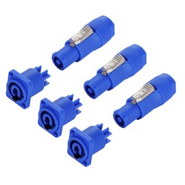 Greluma 3 Sets Professional PowerCon Panel Mount Connectors, Compatible with Neutrik NAC3FCA, 3-Pin Audio Power Plug for Stage Light and Speakers, AC 250V 20A