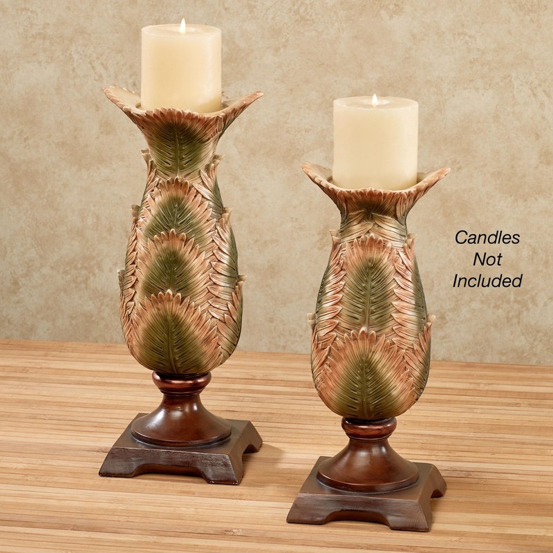 Sunset Palm Candleholders Multi Earth Set of Two