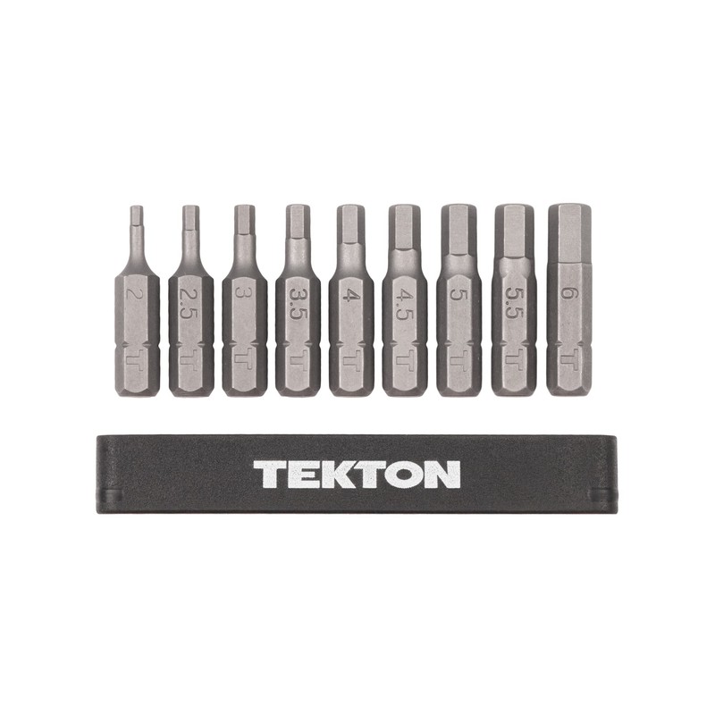 TEKTON 1/4 Inch Hex Bit Set with Rail, 9-Piece (2-6
