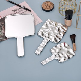 YCHMIR Hand Held Mirror Electroplate Mirror Sliver, Square 6.7 x 3.9 inch