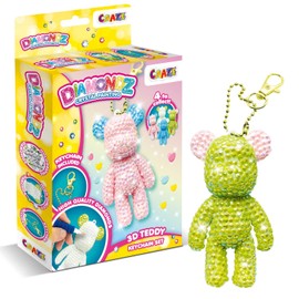 CRAZE Diamondz - 3D Teddy Keychain Set - DIY Diamond Painting Teddy Bear Keyring Craft Set, Diamond Painting Children with Accessories, 4 Colours