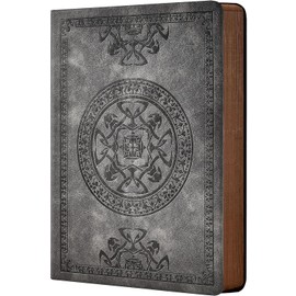 CAGIE Leather Vintage Journal for Men Soft Cover Lined Pages Notebook 180 Lay Flat for Writing Travel Diary, 5.7'' x 8.3'', Grey