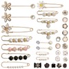 32 Pcs Pearl Brooch Safety Pins for Clothes Dress Jeans