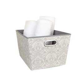 Laura Ashley Large Grommet Bin in Almeida Storage Basket, Dove Grey