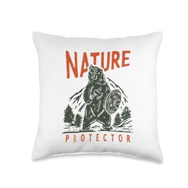 My Design Bug Nature Designs Nature Protector Bear Shield Ax Design Throw Pillow, 16x16, Multicolor