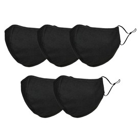 DALIX Kids Face Mask Washable Made in USA - Black XS (5 Pack)