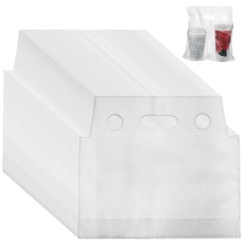300 Pack 2 Cup Carriers for Drinks, Drink Carrier with Handle, Plastic Drink Bags for Coffee, Juice, Soda (12"L x 10.23"H) - PE Material Double Compartment Cup Holders for Drinks
