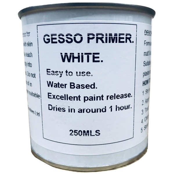 1 x 250ml White Gesso Primer for Canvas Wood Card for Oil/Acrylic Paints Jesso