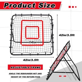 Meooeck Football Rebound Net 42 x 42 Inches Soccer Rebounder Softball Baseball Rebounder Net Football Training Net Soccer Trainer Throwing Baseball Pitching Net for Backyard Practice Adults