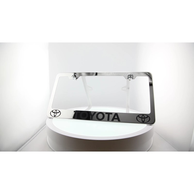 KA Chrome T304 SS License Plate Frame Tag Toyota Black
