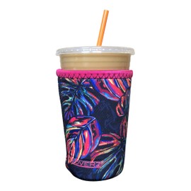 Koverz Neoprene Iced Coffee Java Sleeve - Insulator Sleeve for Cold Beverages, Neoprene Cup Holder - Compatible with Starbucks & McDonald's Coffee - Medium Tropics