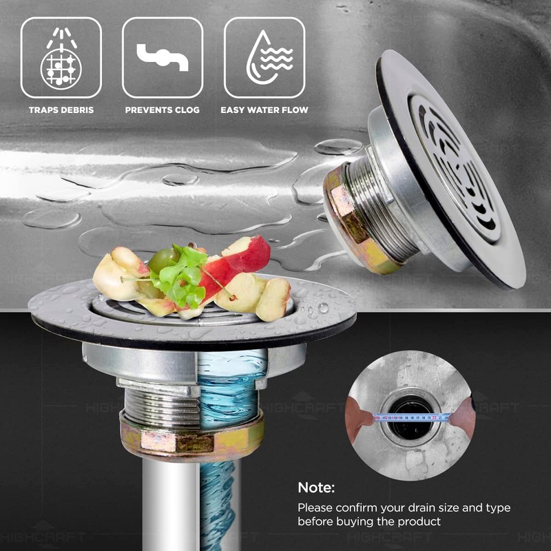 Highcraft 97I3 Flat Stainless Steel RV Mobile Shower Strainer -