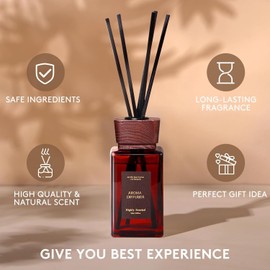 GAGINGOOLD Reed Diffuser Set, 5.2 fl oz Sandalwood Reed Diffuser with Sticks, Reed Diffusers for Home Bedroom Apartment Bathroom Decor, Scented Oil Diffuser Gift for Home Fragrance.