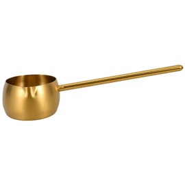 Luxshiny Stainless Steel Soup Ladle Sauce Drizzle Spoon Long Handle Kitchen Cooking Ladle with Pour Spout Long Handle for Soups Cooking Drizzle Sauces Golden 300ml