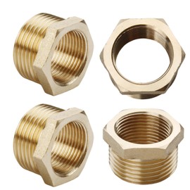 4 Pieces Reducer 1 Inch to 3/4 Inch Brass Reducer, Brass Hexagonal Reducer Adapter (Outer 32 mm & Inner 25 mm), Transition 1 Inch to 3/4 Inch Adapter for Conversion of Water Pipe Connections
