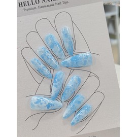 Hello. A Spoon of Waves [Handmade Nail Tips] - xxs Almond / Hello.파도한스푼[수제네일팁] - xxs아몬드