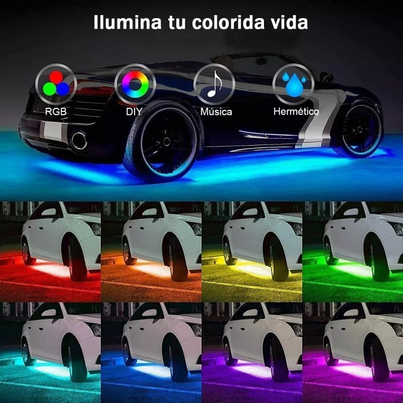 PUNKZZ Coche Chasis Luces Juego De 4 Tira Led Rgb