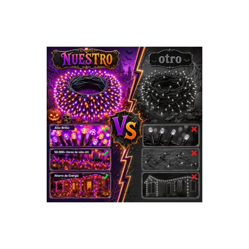 Luces LED Halloween para Exteriores de 30M 300 LED, Luz