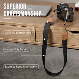 MoKo Camera Strap, Cotton Woven Camera Strap, Adjustable Universal Neck & Shoulder Strap for Video Camcorder, Binoculars, and Nikon/Canon/Sony/Minolta/Panasonic/SLR/DSLR Digital Cameras, Black