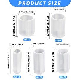 60pcs Rubber End Caps, Flexible Screw Thread Protector Covers for Metal Tube & Rod, 5 Sizes (3mm, 5mm, 6mm, 8mm, 9.5mm) - Clear Vinyl Bolt Covers Assortment Kit, Pipe Thread Protectors